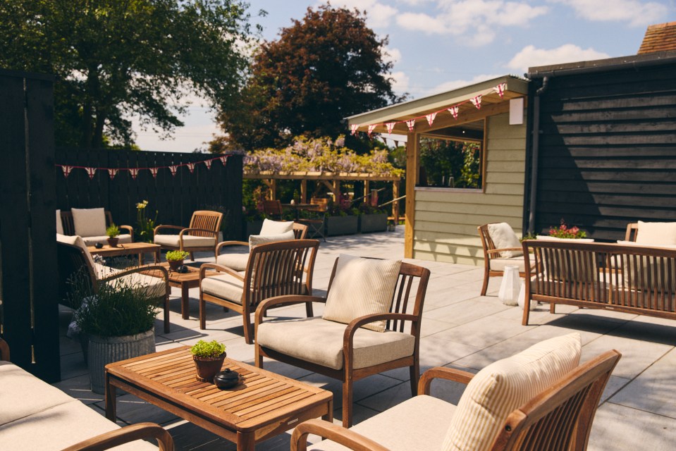 The beer garden offers a place to eat and drink in the sun