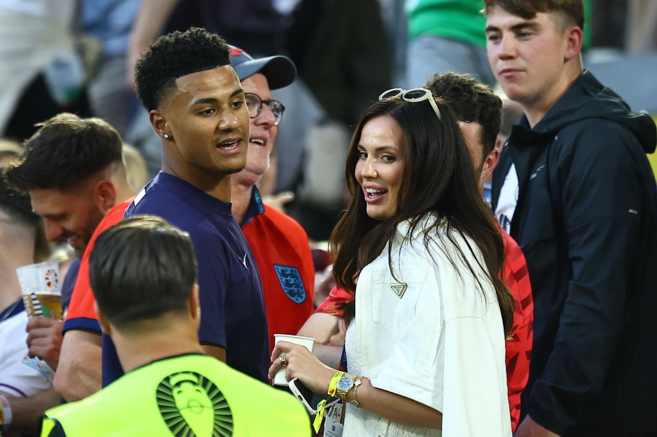 England hero Ollie Watkins is supported by partner Ellie Alderson in Germany