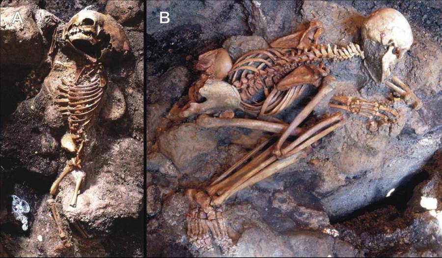 Skeletons of some of the victims reveal burnt skulls and unnatural body positions