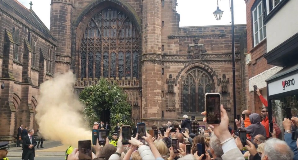 One of the women was heard to say 'Just Stop Oil' as the device was released