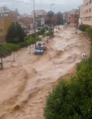 Roads were swamped with flood water on Wednesday