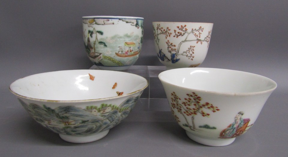 The two porcelain tea bowls and two porcelain bowls sold for £10,000