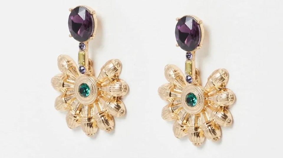 The Elisia purple stone-drop earrings from Oliver Bonas are now £14