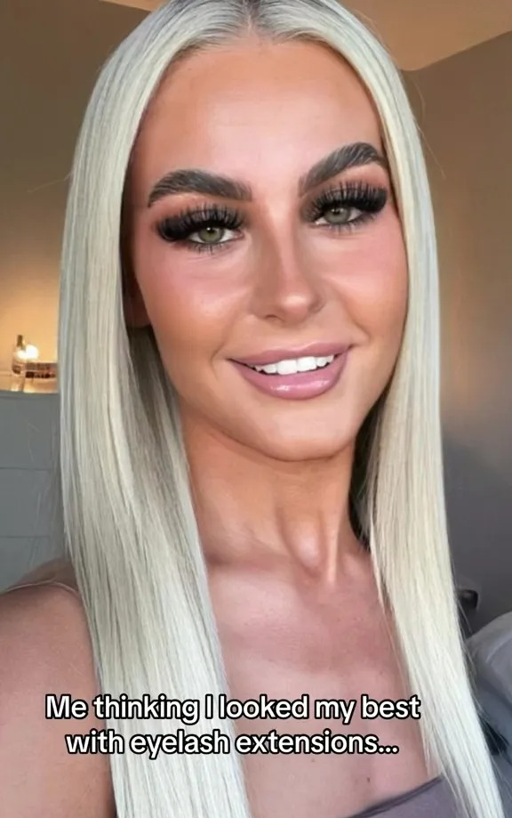 A woman has revealed that she thought she looked her best, but had a change of heart when she ditched her eyelash extensions