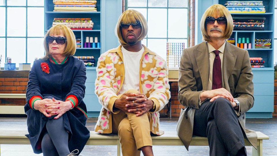 Judges Esme Young, Kiell Smith-Bynoe and Patrick Grant look ready to pass judgment on the fashion runway