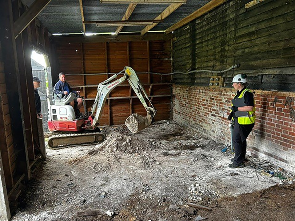 A mechanical digger at the farm in Hertfordshire