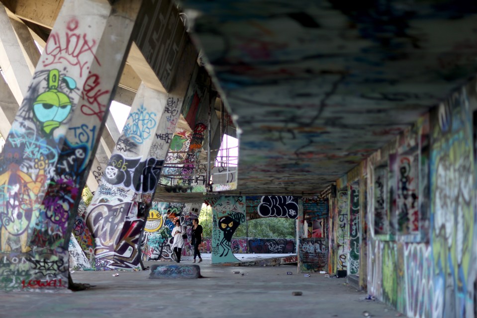 Graffiti now covers the walls of the historic Miami Marine Stadium