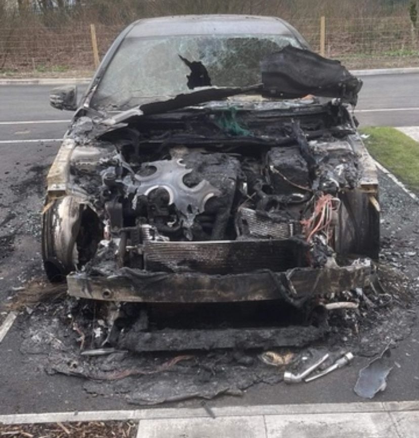 Cars were incinerated when Evans and his accomplices targeted the family home