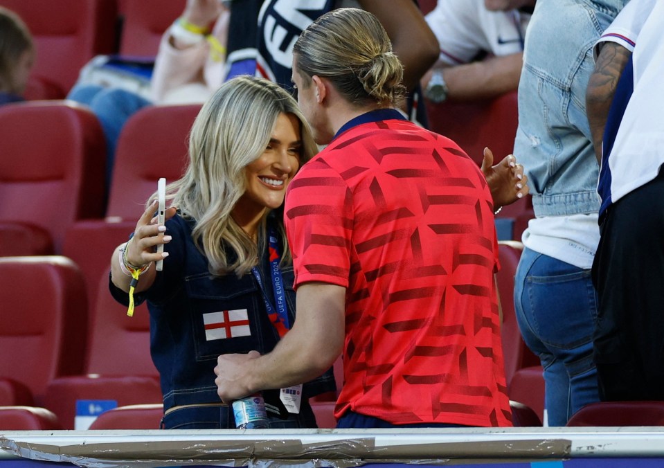 Conor Gallagher with his partner Aine at full-time