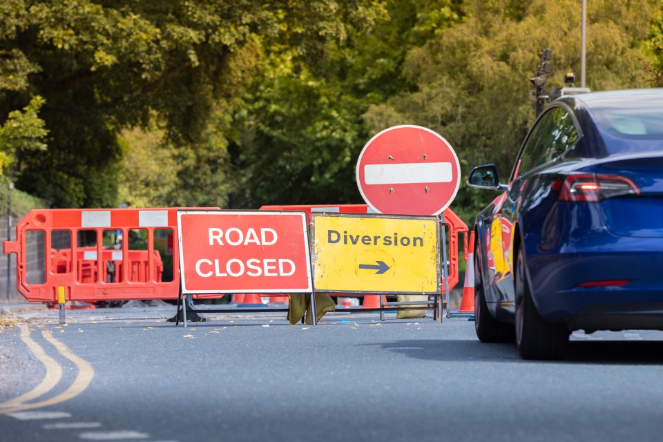 The road closure came with a big blaze erupting at a waste site