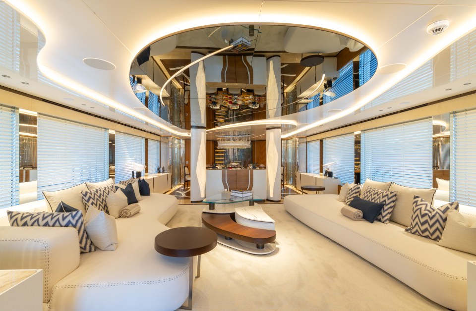 Glimpses of exquisite marble, gold finishes and mirrors can be seen everywhere inside the boat