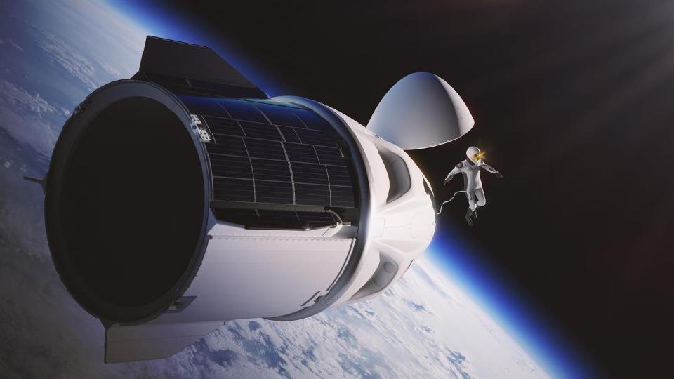 The Dragon will take four astronauts into orbital altitude of 870 miles for up to five days