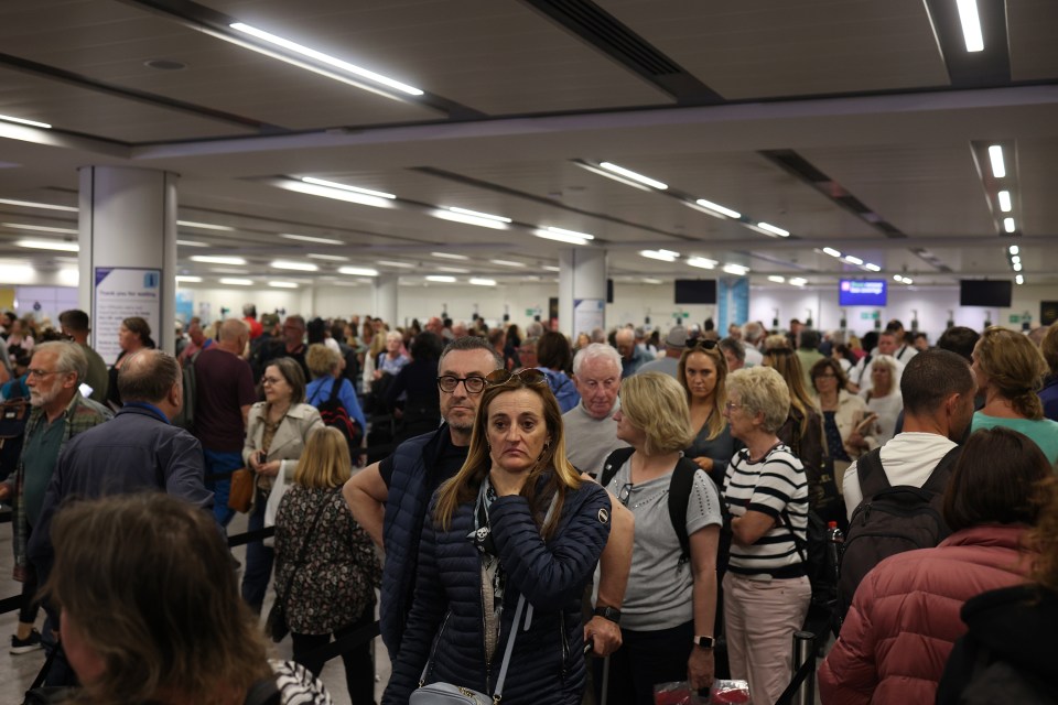 Long queues have formed at airports unable to process passengers digitally