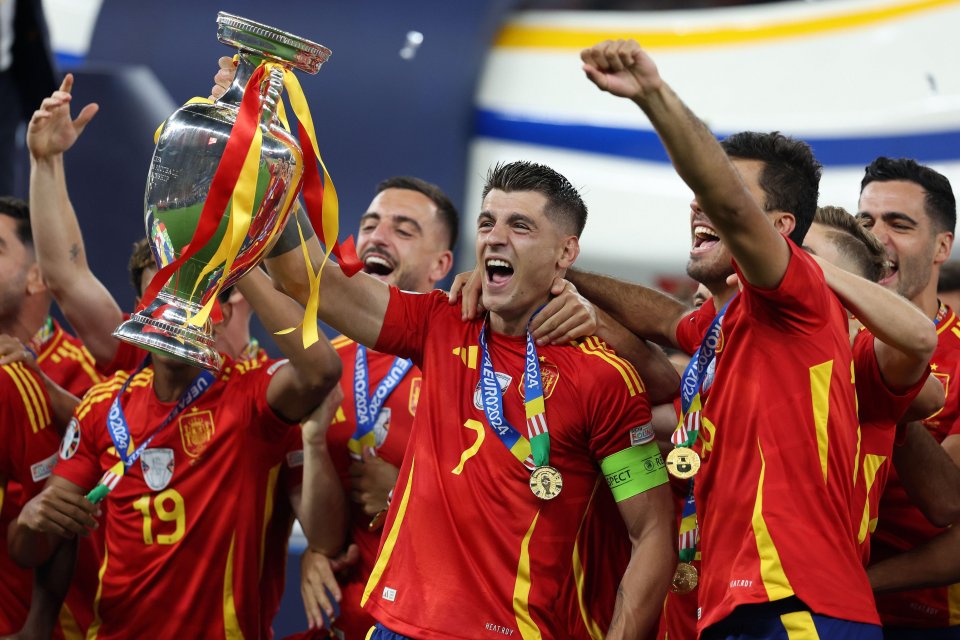 Alvaro Morata celebrated lifting Euro 2024 as Spain captain