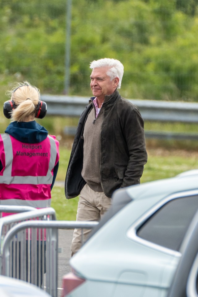 Philip looked snug in a brown jacket and tan trousers, paired with a cosy jumper