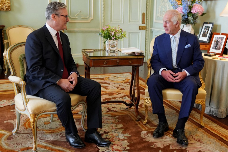 King Charles meets with incoming Prime Minister Keir Starmer during an audience at Buckingham Palace in London on July 5