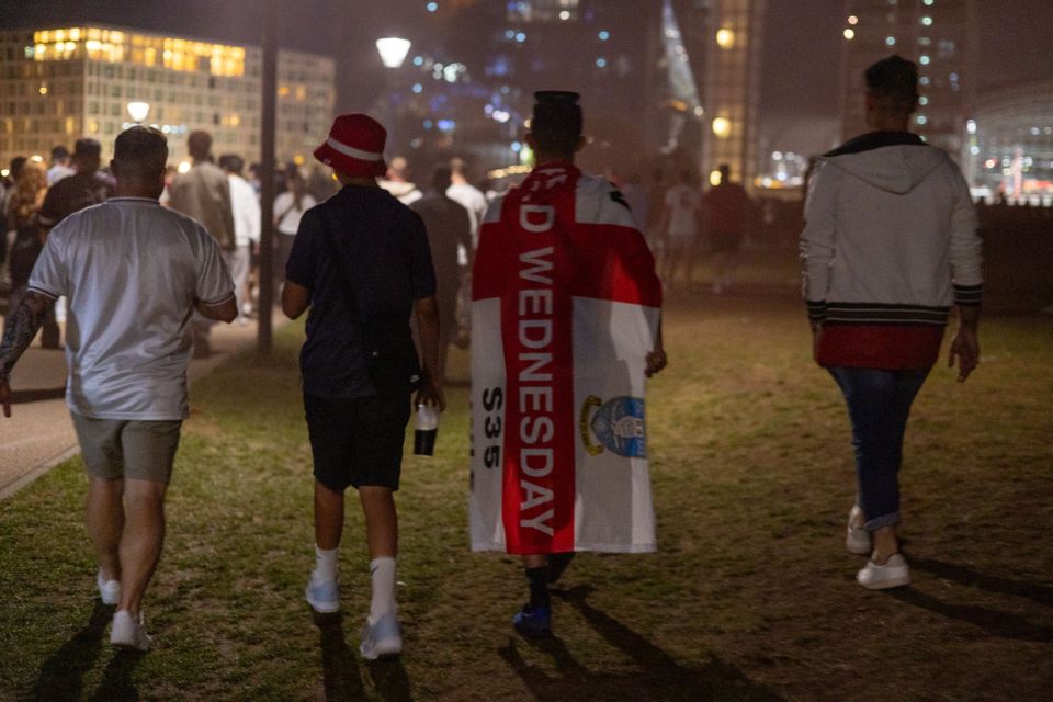 England fans leaving the stadium on Sunday night