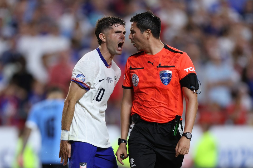 Pulisic had earlier screamed in the ref's face after some strange decisions in Uruguay's 1-0 win