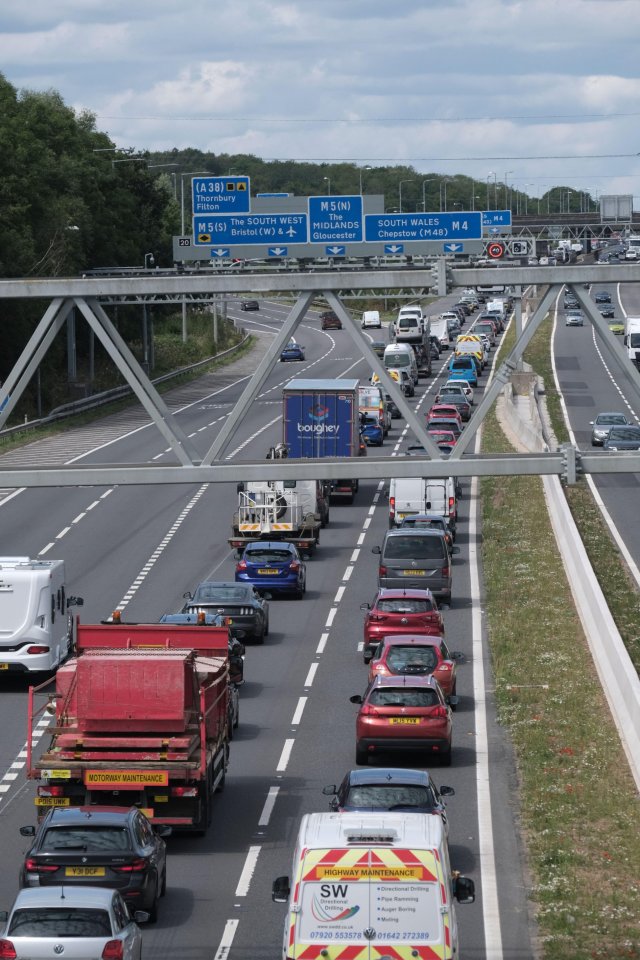 Queues building on the M4 near Bristol on Friday afternoon