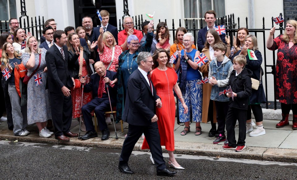 Keir Starmer and his wife after he delivered his first speech as Prime Minister