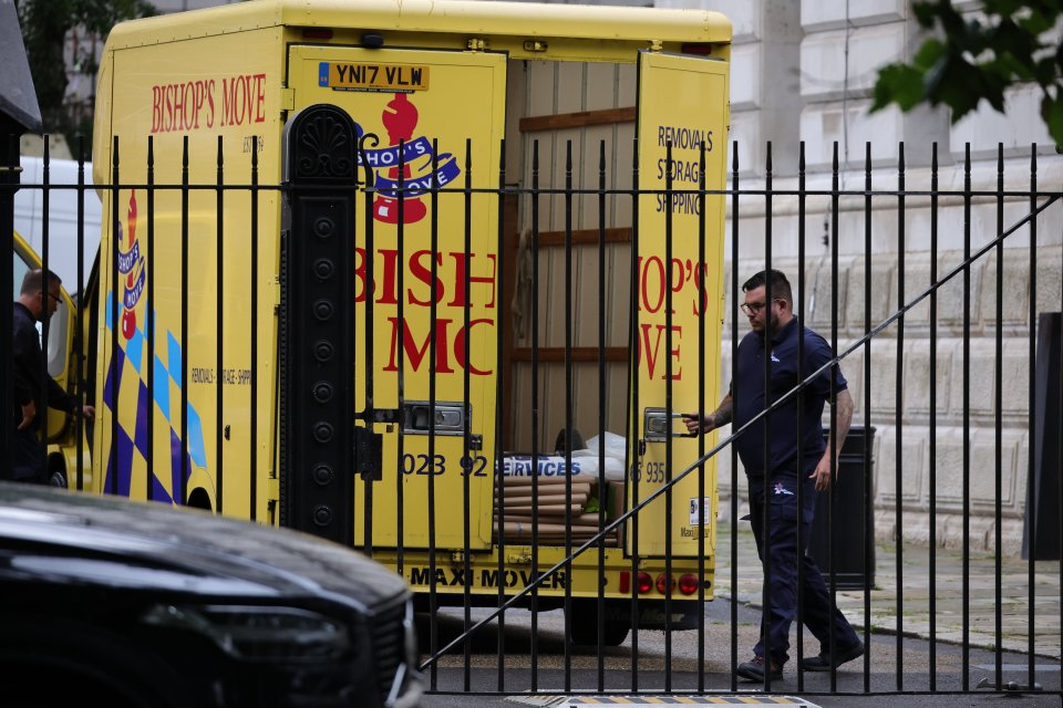 Workers load removal van with Rishi Sunak’s possessions after his swift exit from No10