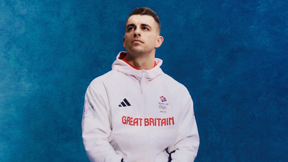 Max Whitlock is wearing the white hooded top