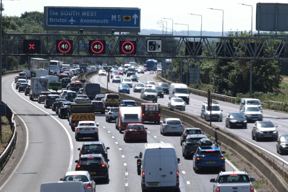 The M5, shown, around Bristol, is expected to be one of the worst routes for congestion (file photo)