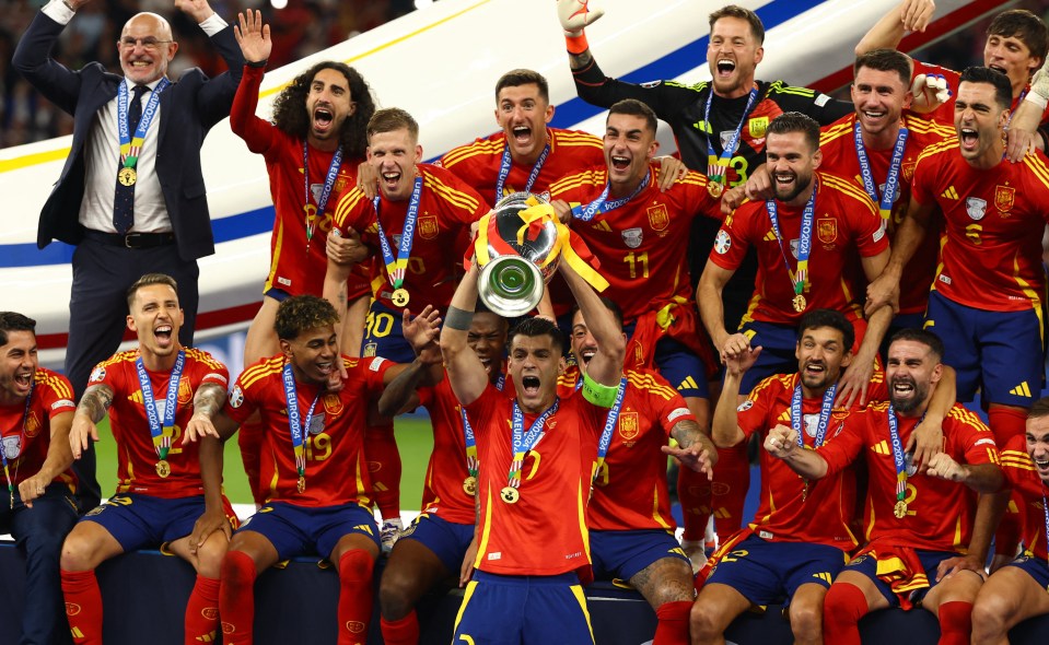 Alvaro Morata lifted the trophy for Spain