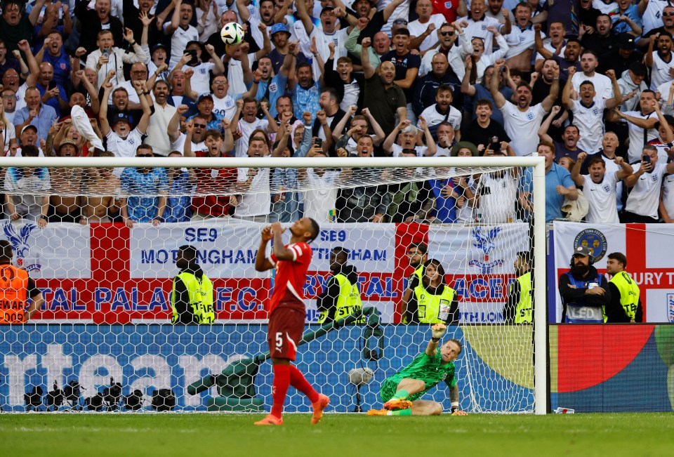 Manuel Akanji saw his penalty decisively saved by Jordan Pickford