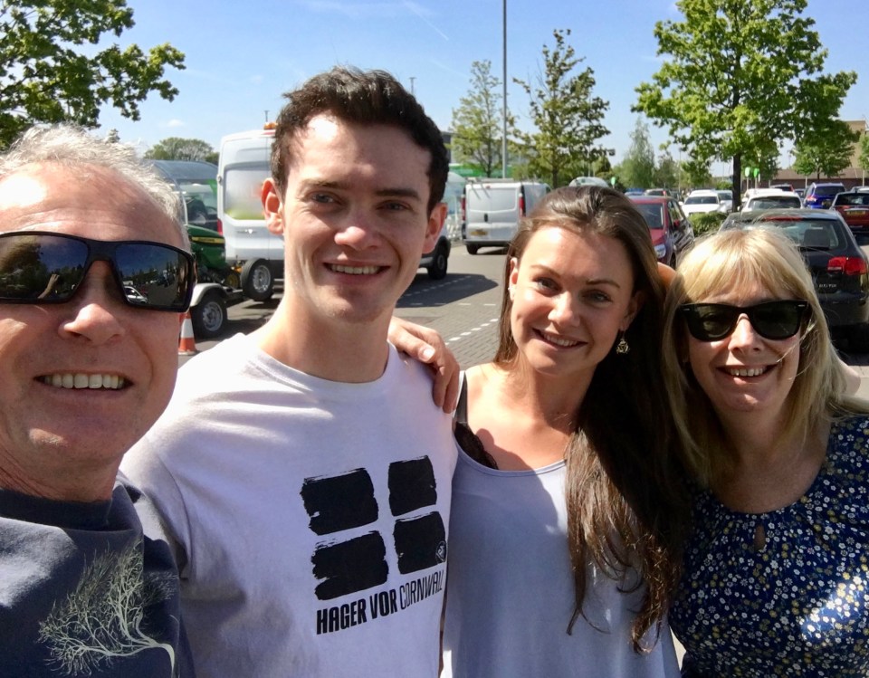 Dad Rob and mum Christine, pictured with Chris and sister Katy