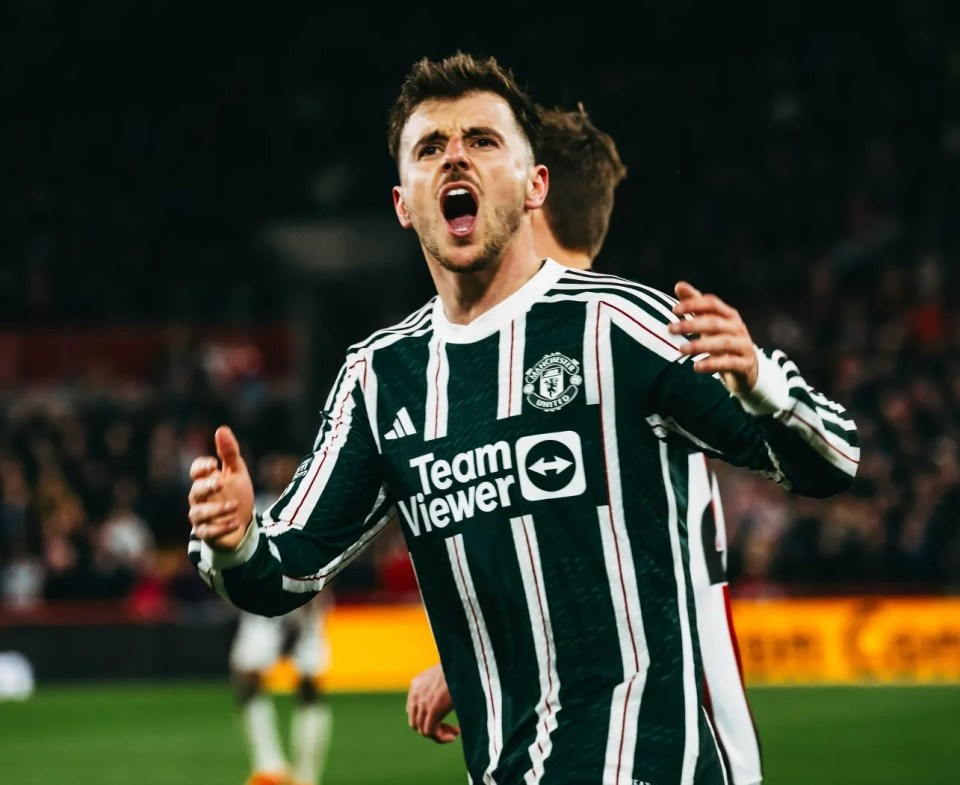 Mason celebrates Man U's first goal during the Premier League match against  Brentford FC in March