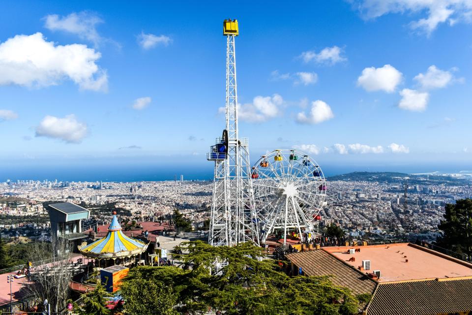 It's one of several rides from Tibidabo Park that looks out over Barcelona