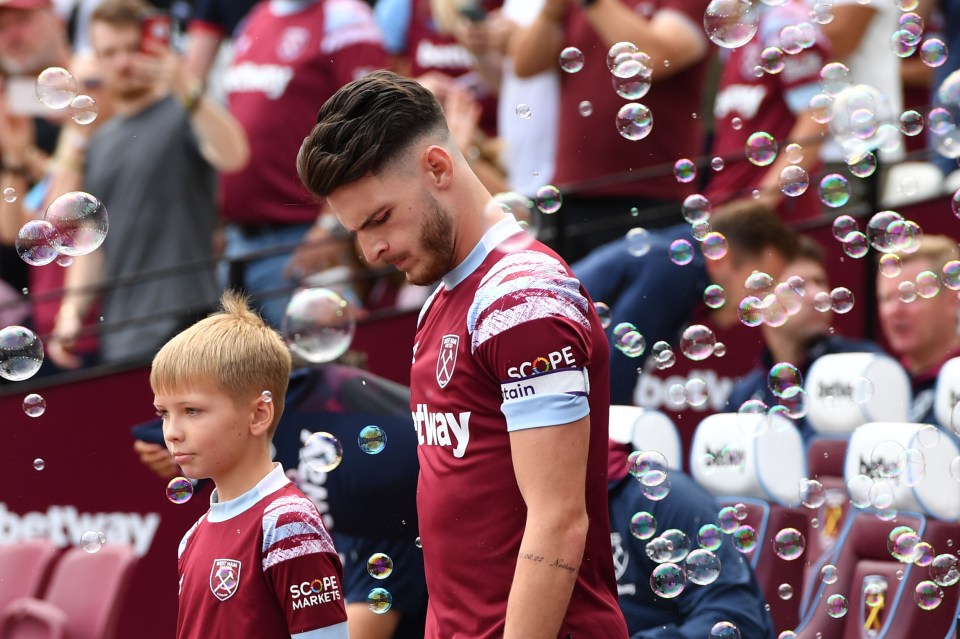 Declan Rice has his son's name and date of birth tattooed on his left arm