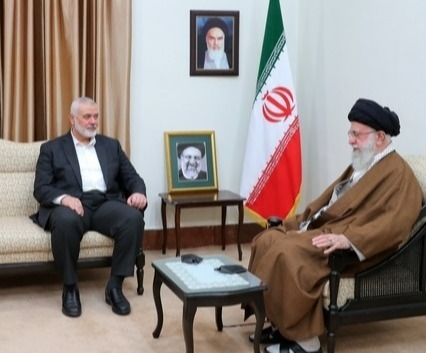 Ismail Haniyeh with Iran’s Supreme Leader Ayatollah Ali Khamenei