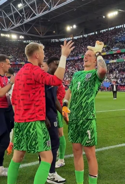 Jordan Pickford unveiled a new celebration with fellow goalkeeper Aaron Ramsdale