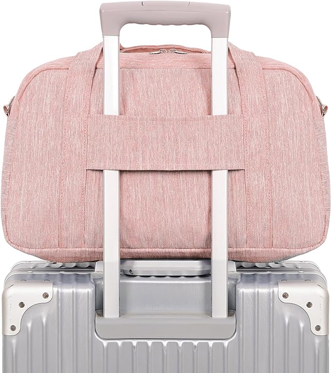 It has a sleeve that can fit over the handle of most wheeled suitcases