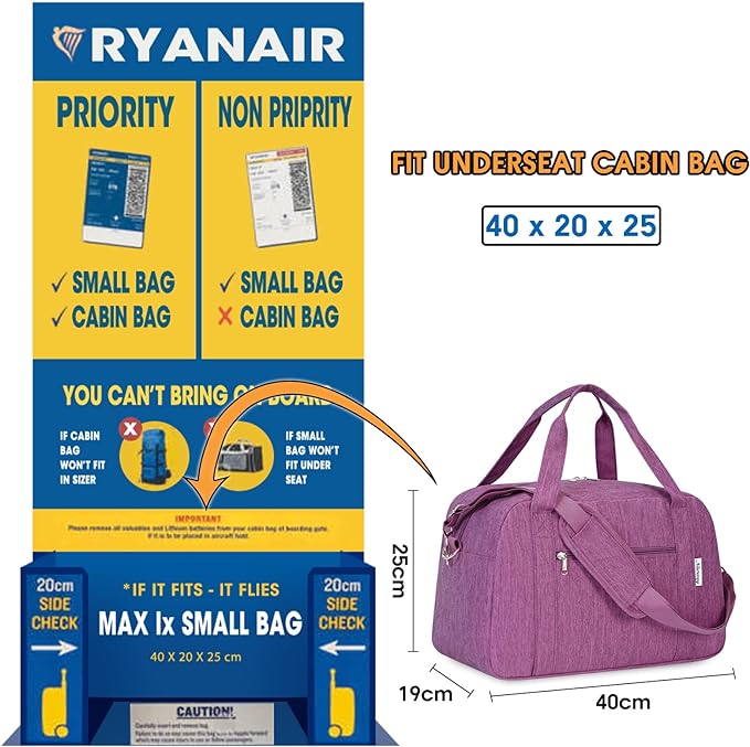 It fits the hand luggage requirements of most airlines including Ryanair