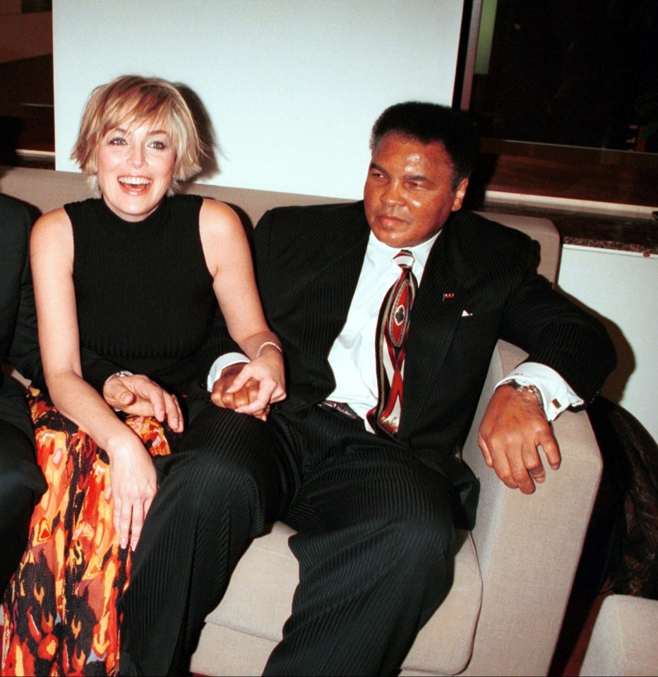 Sharon Stone and legendary boxer Muhammad Ali, who tried to recruit her for one of his movies by phoning her dad