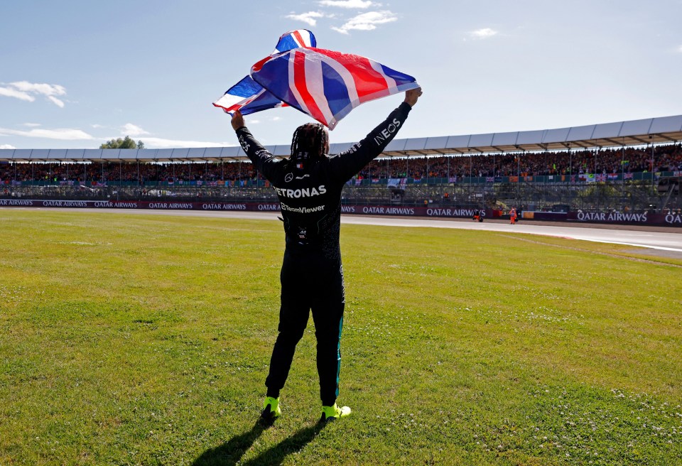 Hamilton celebrated in front of his home supporters after a momentous win