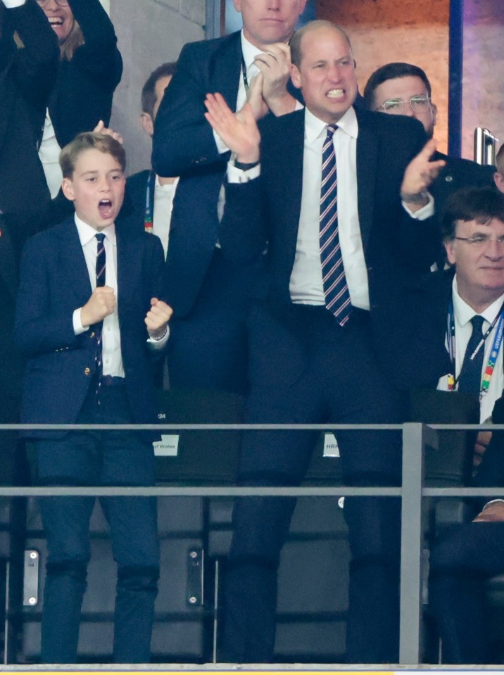 Prince William and George celebrate the goal for England tying the game