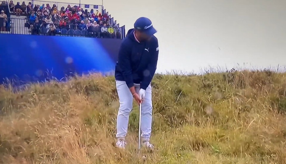 He could not salvage his position from the rough following his tee shot