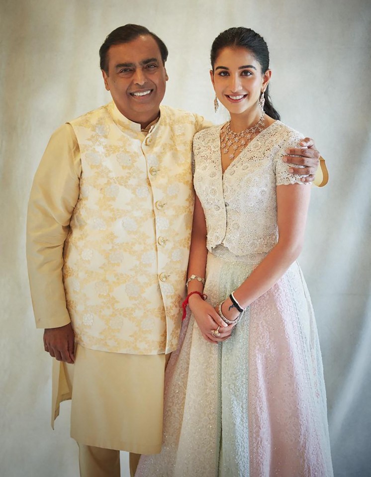 Mukesh Ambani with Radhika Merchant during pre-wedding celebrations