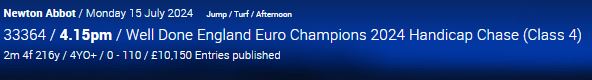 The name of the race as it's currently shown on the racecard - has it jinxed England's chances of Euro 2024 glory?