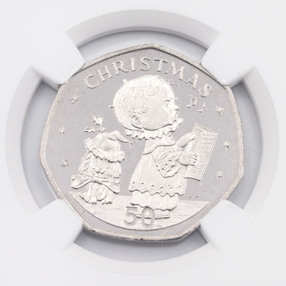 The back of the rare coin features a choir boy