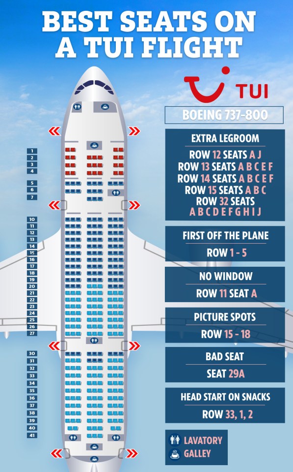 Seating plan for TUI Dreamliner feet boasting more leg room seats for passengers