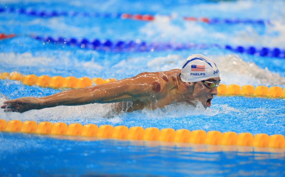 This is a photo of Michael Phelps swimming in the Mens 200m butterfly heats at the Rio Olympics Games in 2016. See PA Feature HEALTH Cupping. WARNING: This picture must only be used to accompany PA feature HEALTH Cupping. PA Photo. Picture credit should read: Mike Egerton/PA. NOTE TO EDITORS: This picture must only be used to accompany PA Feature HEALTH Cupping.