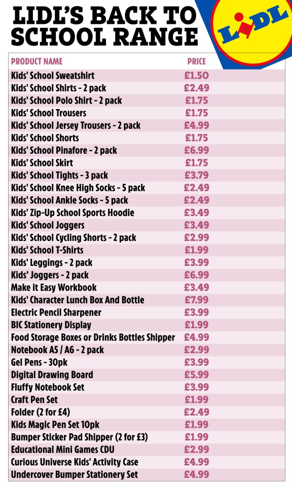 Full list of offers at Lidl