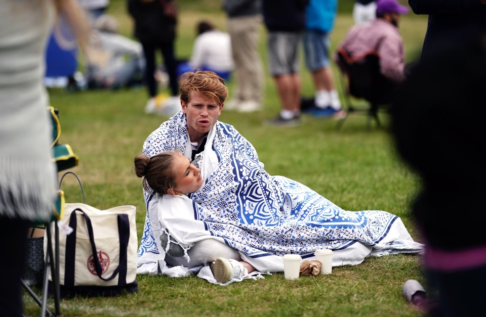 Spectators waiting to watch Wimbledon on day two