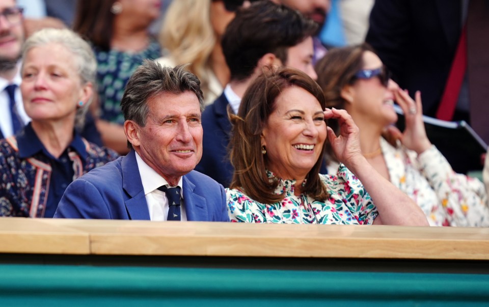 Sir Sebastian Coe sat next to Middleton in the Royal Box