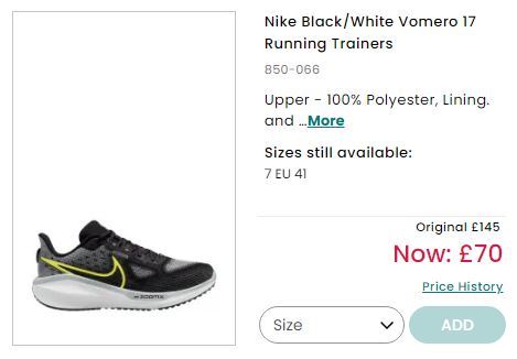 For those looking to nab athletic wear, there are Black/White Vomero 17 Running trainers